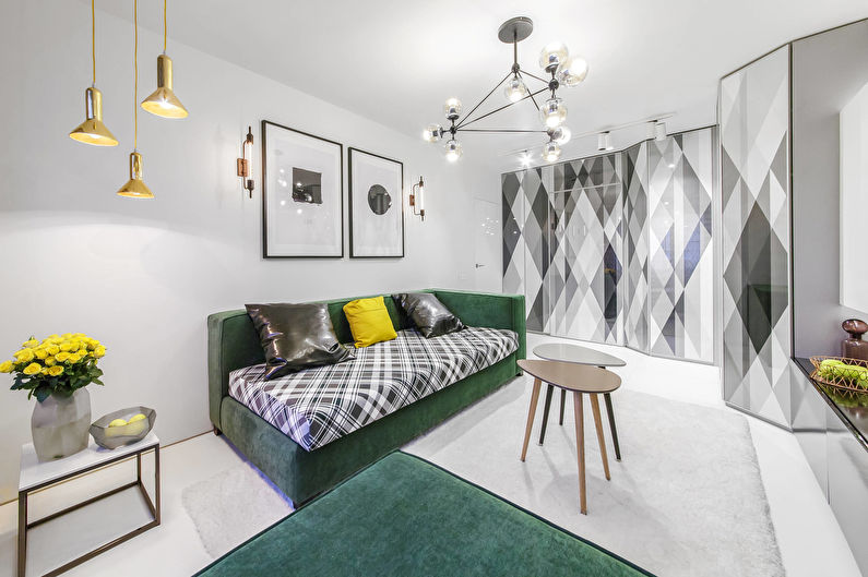Dzīvojamās istabas dizains - kontrastējošas krāsas
