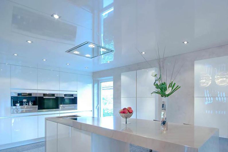 Stretch ceilings in the kitchen - photo