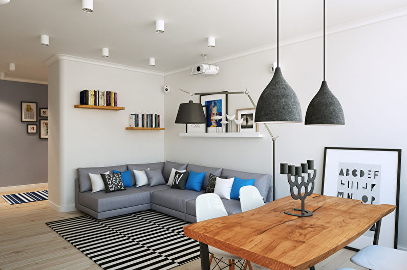 Strekkloft i skandinavisk stil for stue