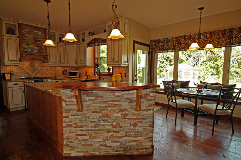 Dekorativní kámen v interiéru kuchyně - foto