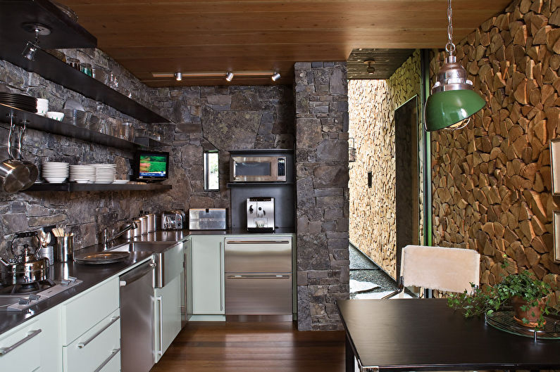 Piatră decorativă în interiorul bucătăriei - fotografie