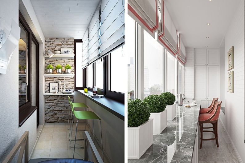 Balkona un virtuves kombinācija - interjera dizains