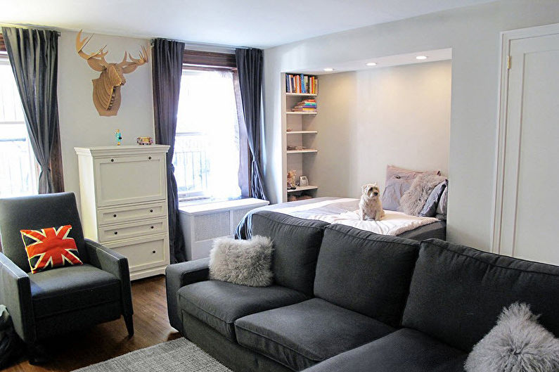 Zonering av sovrummet-vardagsrummet - Möbler