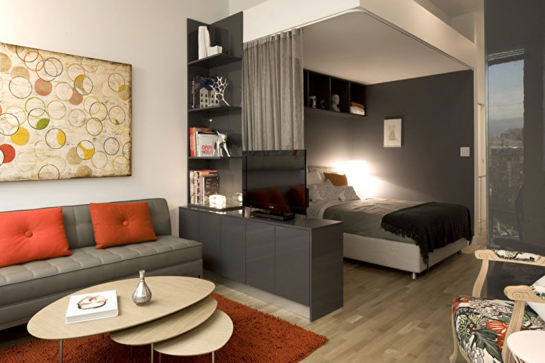 Soveværelse-stue i moderne stil - Interiørdesign