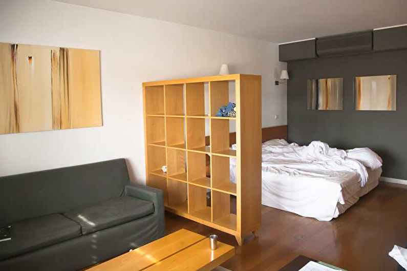 Minimalizm sypialnia-salon - projektowanie wnętrz