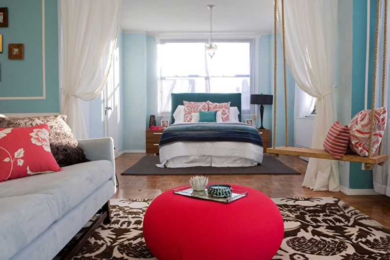 Design ložnice - obývací pokoj - kontrastní paleta