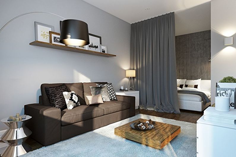 Litet sovrum-vardagsrum - Interiördesign