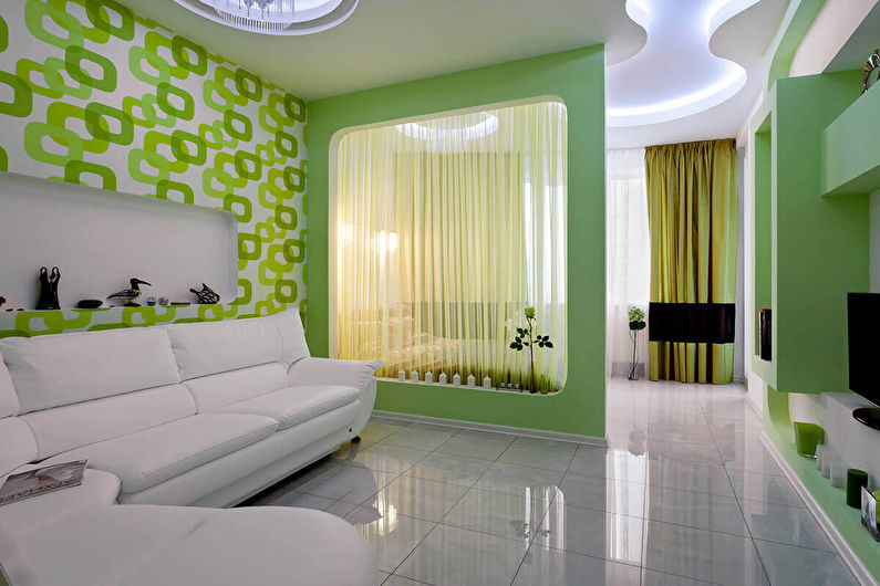 Design interior al unui living combinat cu un dormitor - fotografie
