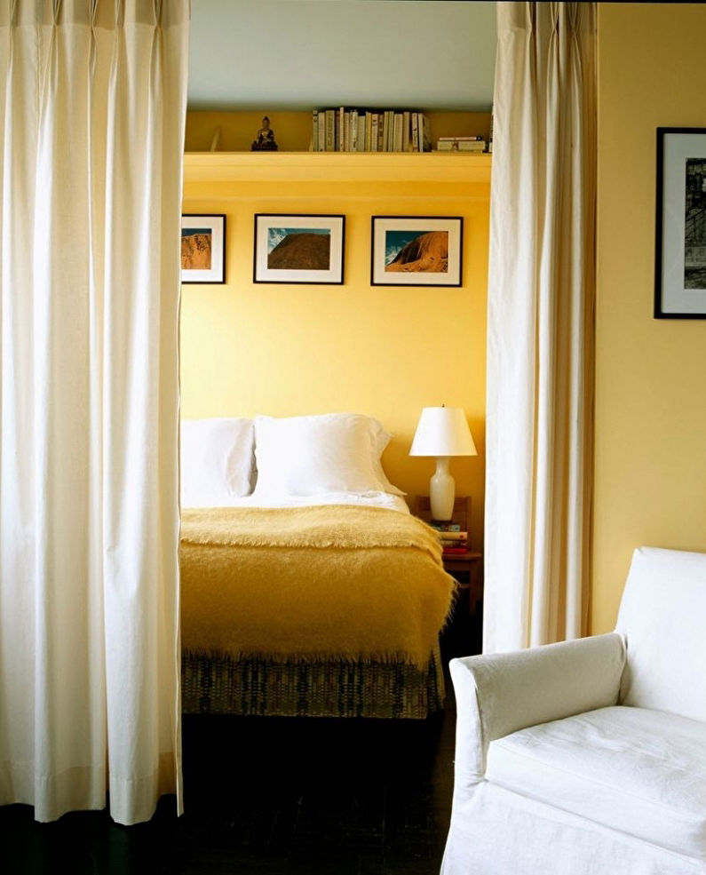 Εσωτερική διακόσμηση ενός καθιστικού σε συνδυασμό με ένα υπνοδωμάτιο - φωτογραφία
