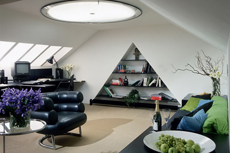 Lofts interiørdesign i stuen - foto