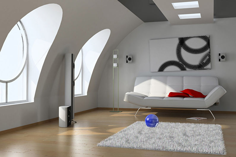 Интериорен дизайн на таванския хол - снимка