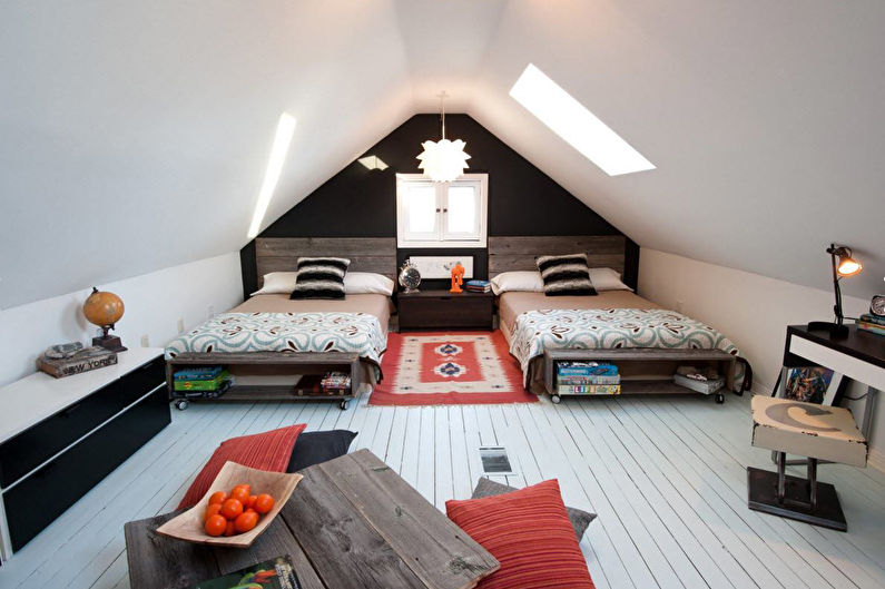 Интериорен дизайн на детска стая на тавана - снимка