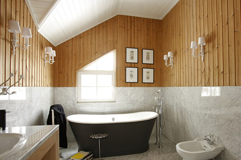 Dizajn interijera kupaonice u potkrovlju - fotografija