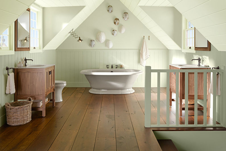 Mansardos vonios kambario interjero dizainas - nuotrauka
