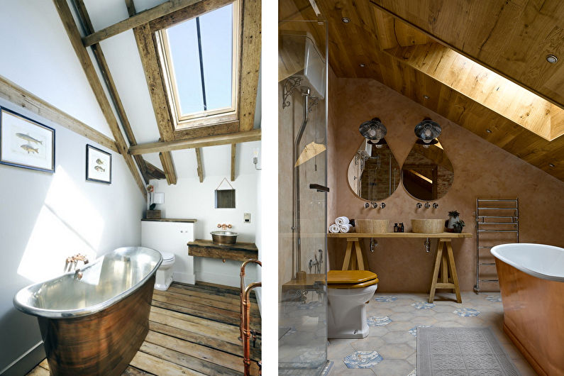 Интериорен дизайн на таванско помещение за баня - снимка