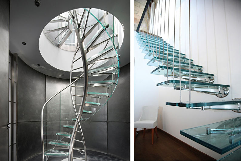Escaleras de cristal al segundo piso
