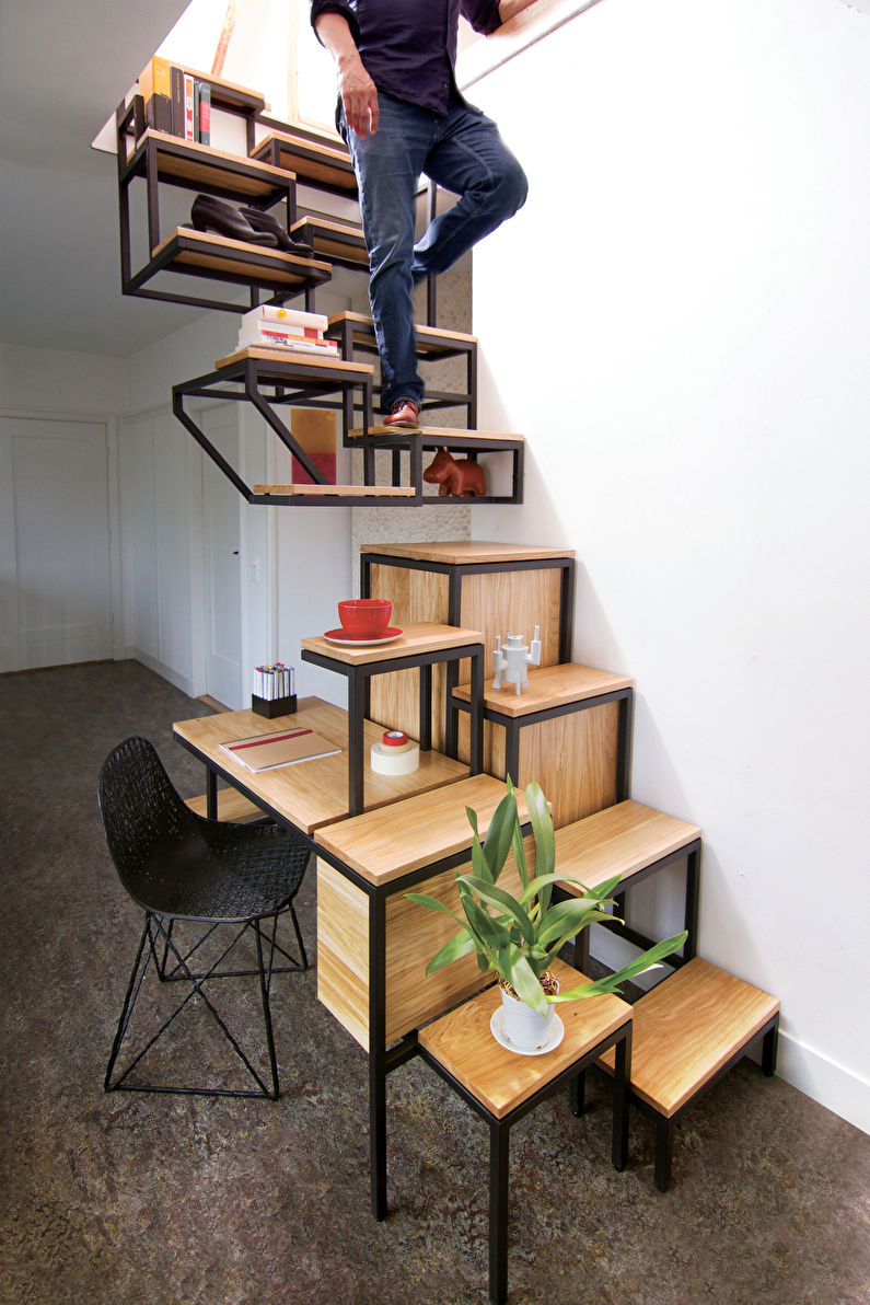 Дизајнерске степенице на други спрат - фотографија