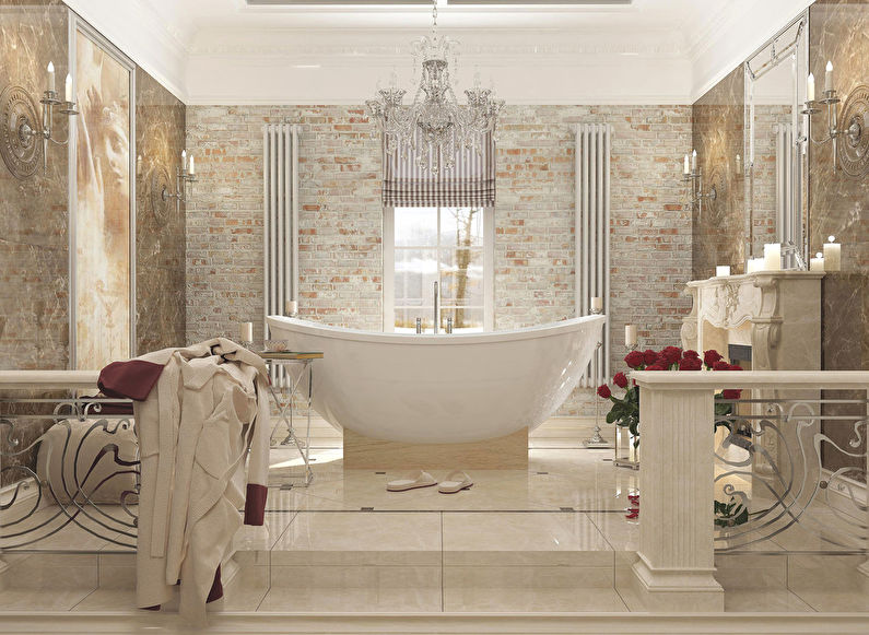 Ķieģeļu un marmora vannas istabas projekts - 2. foto