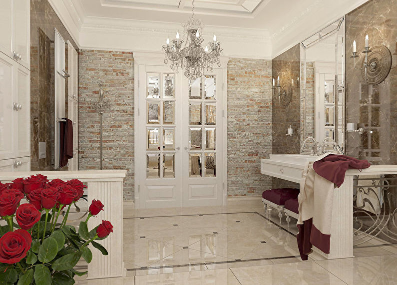 Ķieģeļu un marmora vannas istabas projekts - 3. foto