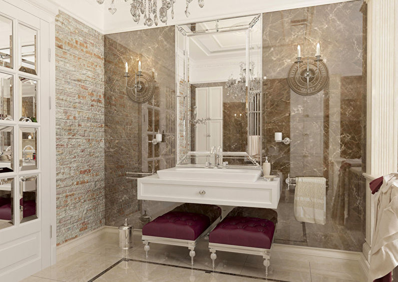 Projet de salle de bain en brique et marbre - photo 5