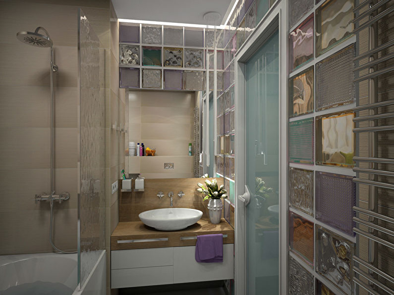 Stiklinis ir spalvotas vonios kambarys - 1 nuotrauka