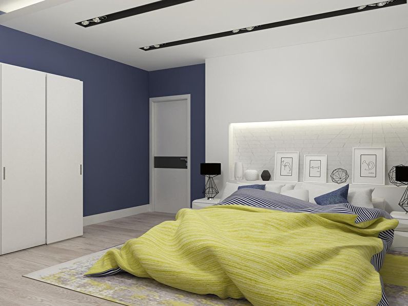Miegamojo interjeras modernaus stiliaus - 2 nuotrauka