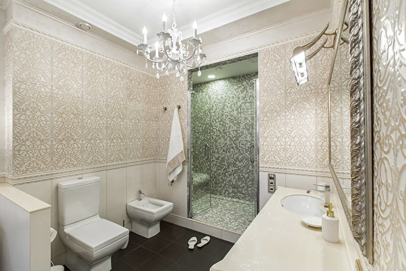 Beige badeværelse i klassisk stil - Interiørdesign