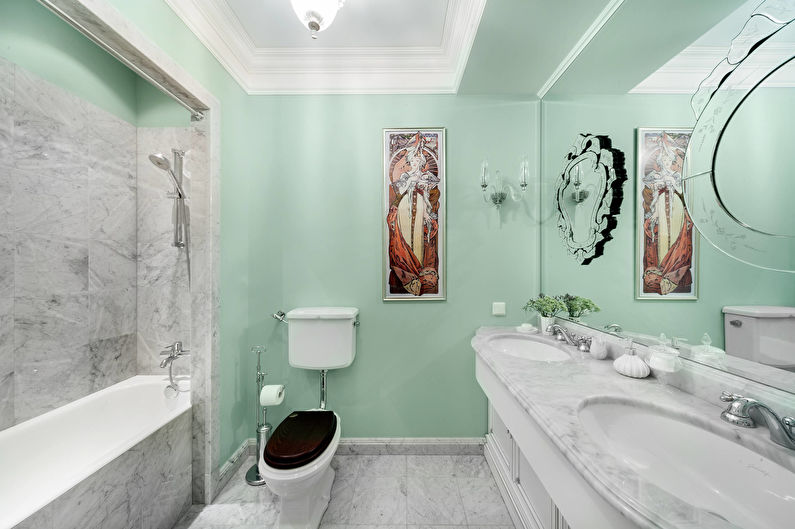 Klasiskā vannas istaba - sienas dekorēšana