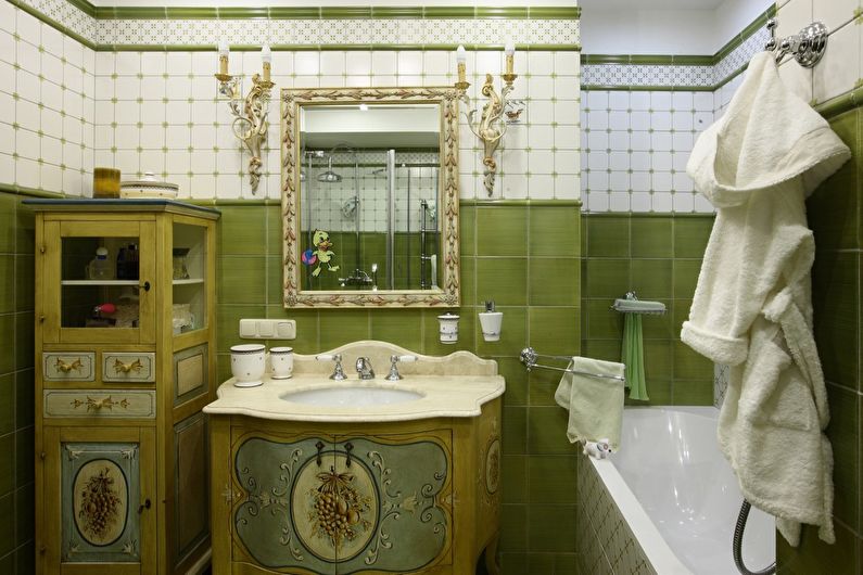 Reka bentuk dalaman bilik mandi gaya klasik - foto