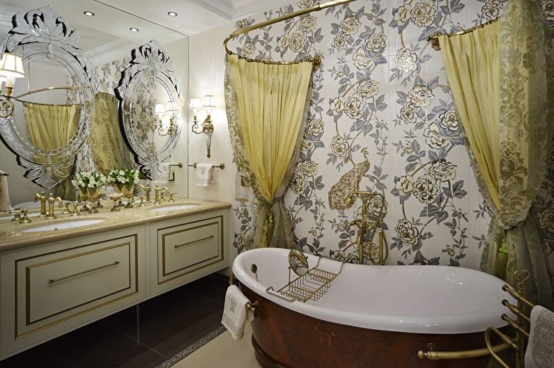 Dizajn interijera kupaonice u klasičnom stilu - fotografija