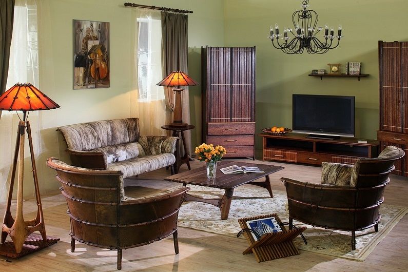 Living room 16 sq.m. in the colonial style - Interior Design