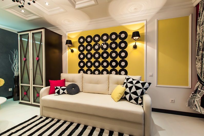 Nappali szoba 16 négyzetméter a pop art stílusában - belsőépítészet