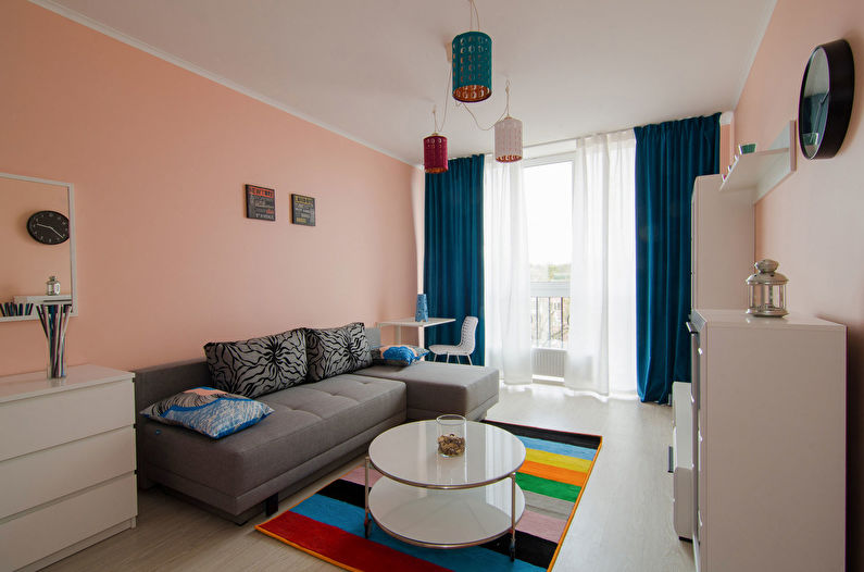 Phòng khách 16 m2. theo phong cách tối giản - Thiết kế nội thất