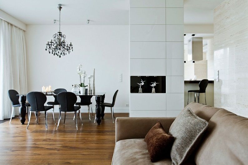 Bílý obývací pokoj 16 m2 - Vzhled interiéru