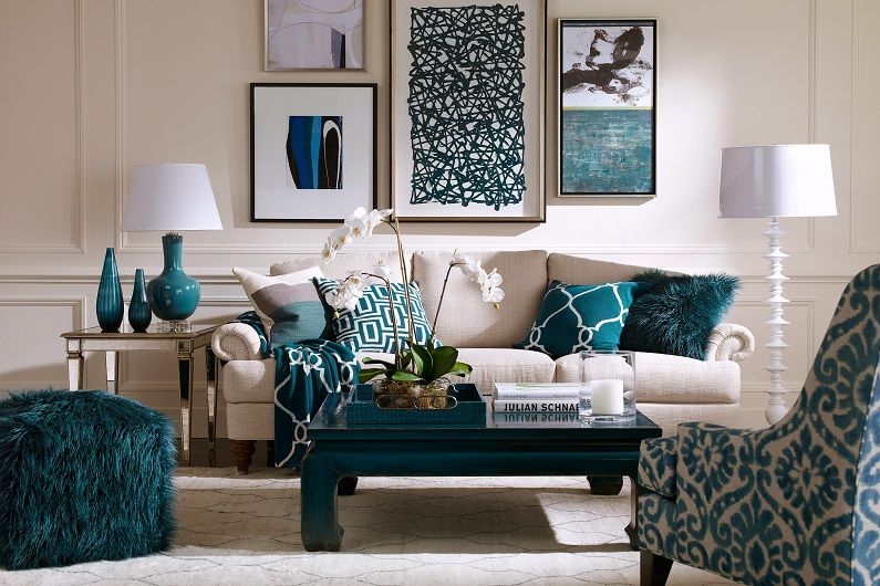 Blue living room 16 sq.m. - Interior Design