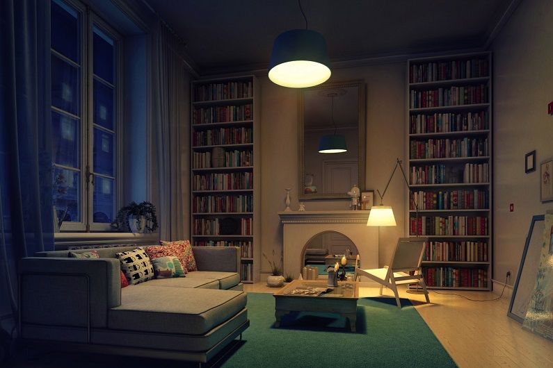 Diseño de sala de estar 16 m2. - Iluminación y retroiluminación