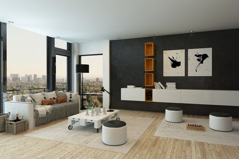 Návrh interiéru obývacího pokoje 16 m2. - Foto
