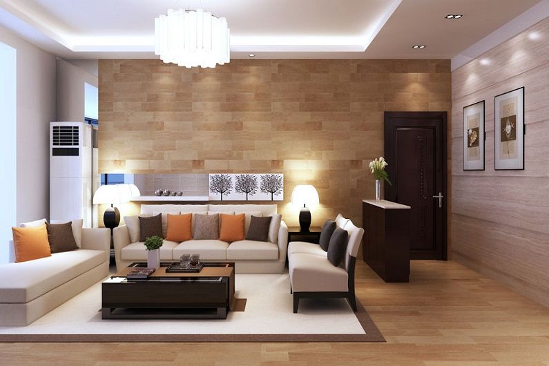 Dzīvojamās istabas interjera dizains 16 kv.m. - Foto