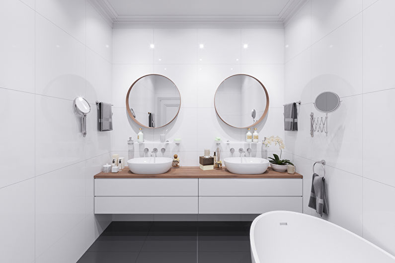 Skandināvu stila vannas istabas dizains - balts
