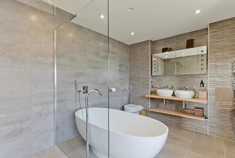 Skandināvu stila vannas istabas dizains - dabiskas nokrāsas