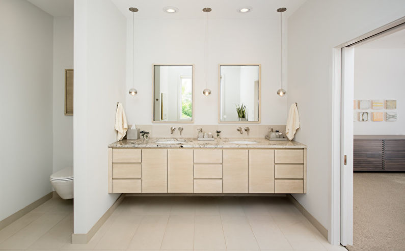 Skandināvu stila vannas istabas dizains - grīdas apdare