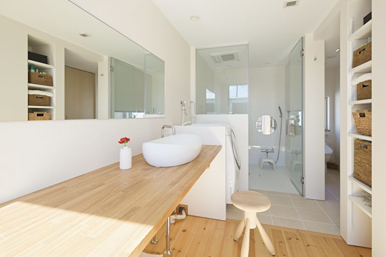 Skandināvu stila vannas istabas dizains - mēbeles