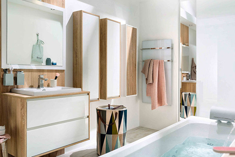 Skandináv stílusú fürdőszoba kialakítás - dekoráció és világítás