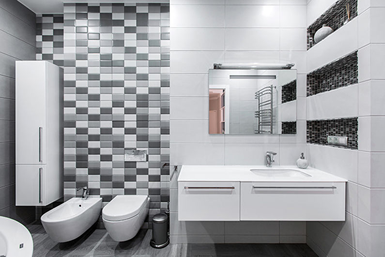 Návrh interiéru koupelny ve skandinávském stylu - fotografie