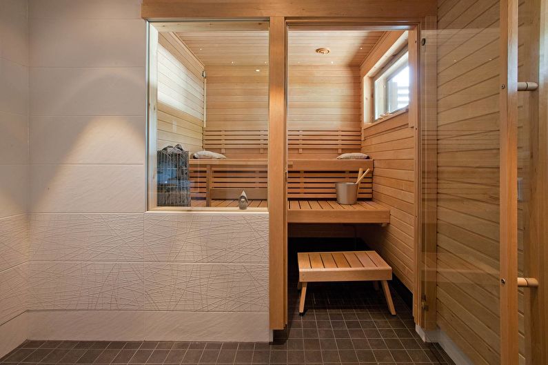 Reka bentuk dalaman bilik mandi gaya Scandinavia - foto