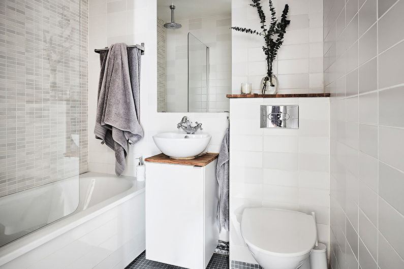 Reka bentuk dalaman bilik mandi gaya Scandinavia - foto