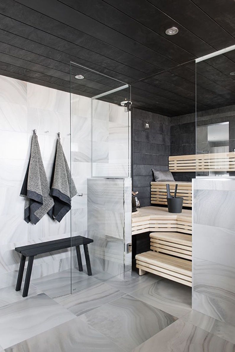 Интериорен дизайн на баня в скандинавски стил - снимка