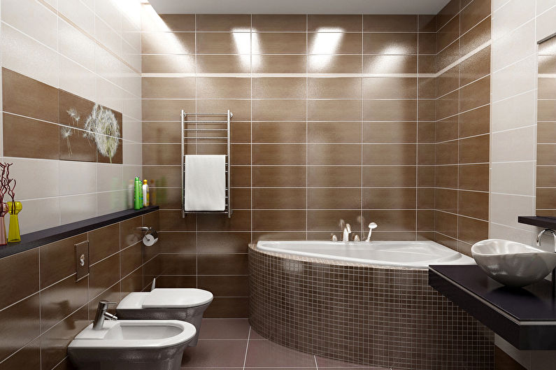 Baño marrón en un estilo moderno - Diseño de interiores