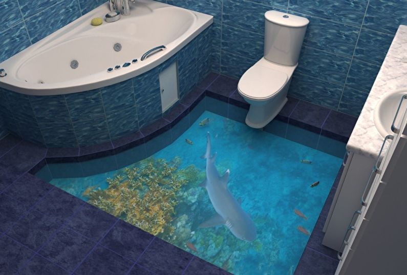 Modernus vonios kambario dizainas - grindų apdaila