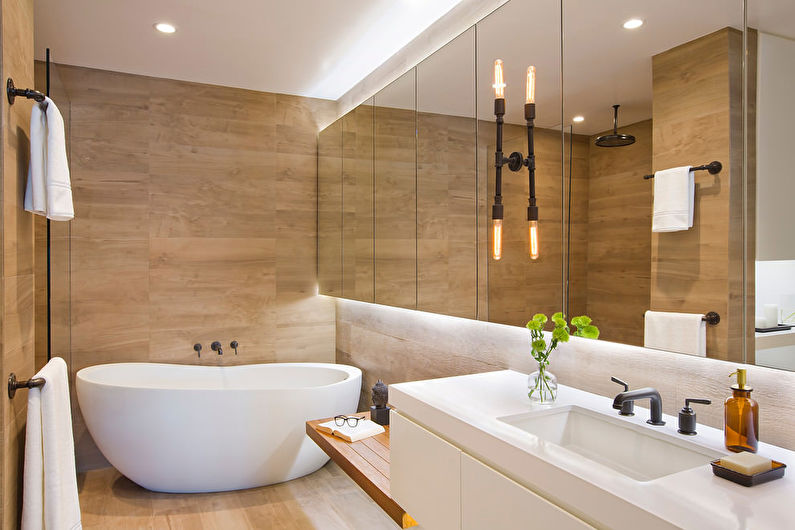 Vannas istabas dizains mūsdienīgā stilā - dekori un apgaismojums